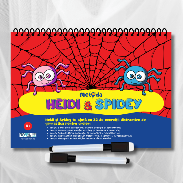 "Metoda Heidi & Spidey" – exerciții inovatoare pentru antrenarea creierului + 2 markere ștergabile