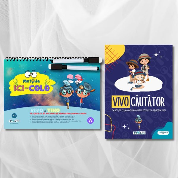 Set „Metoda Ici-Colo” + „VivoCăutător” – Exerciții inovatoare pentru dezvoltarea atenției, concentrării și gândirii logice + 2 markere ștergabile (Копие) (Копие)