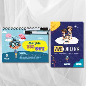 Set „Metoda Zig-Zag” + „VivoCăutător” – Exerciții inovatoare pentru dezvoltarea atenției, concentrării și gândirii logice + 2 markere ștergabile