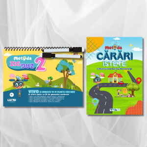 Set „Metoda Zig-Zag 2” + „Metoda Cărări Istețe” – exerciții inovatoare pentru antrenarea creierului + 2 markere ștergabile