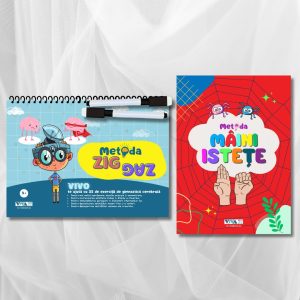 Set „Metoda Zig-Zag” + „Metoda Mâini Istete” – exerciții inovatoare pentru antrenarea creierului + 2 markere ștergabile