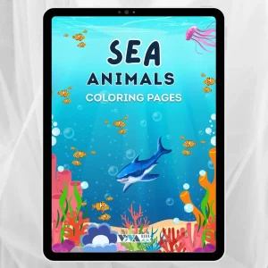 Sea Animals Coloring Book – Animale marine: Planșe de colorat, creativitate și relaxare, Copii 3+, Format digital PDF pentru imprimare A4