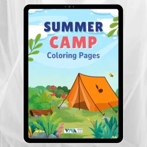 Summer Camp Coloring Book – Tabăra de Vară: Planșe de colorat, creativitate și relaxare, Copii 3+, Format digital PDF pentru imprimare A4