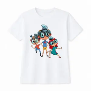 Tricou cu imprimeu „Vivo, Viva și Tino”, Pentru copii, Alb, Din bumbac, Design original de la Vivabook