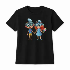 Tricou cu imprimeu „Vivo și Viva”, Pentru copii, Negru, Din bumbac, Design original de la Vivabook