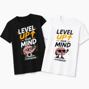 Tricou cu mesajul „Level Up Your Mind”, Pentru copii, Din bumbac, Design original de la Vivabook