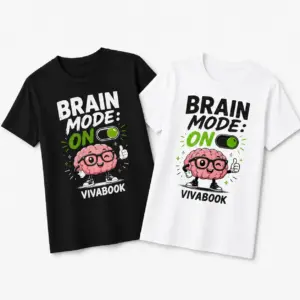 Tricou cu mesajul „Brain Mode ON”, Pentru copii, Din bumbac, Design original de la Vivabook