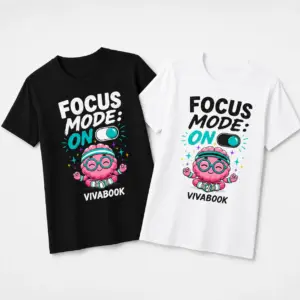 Tricou cu mesajul „Focus Mode ON”, Pentru copii, Din bumbac, Design original de la Vivabook